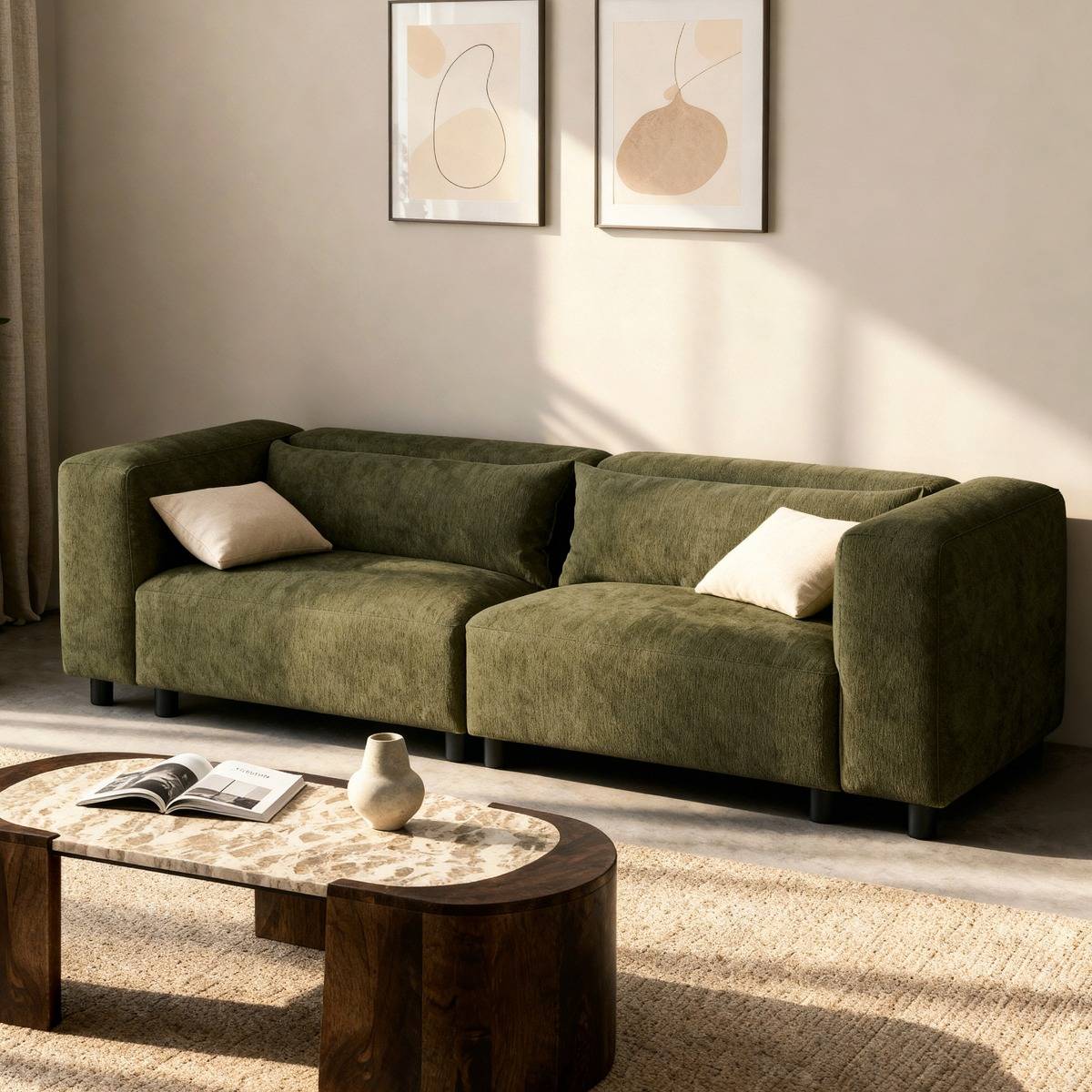 Canapé en tissu vert Solyne