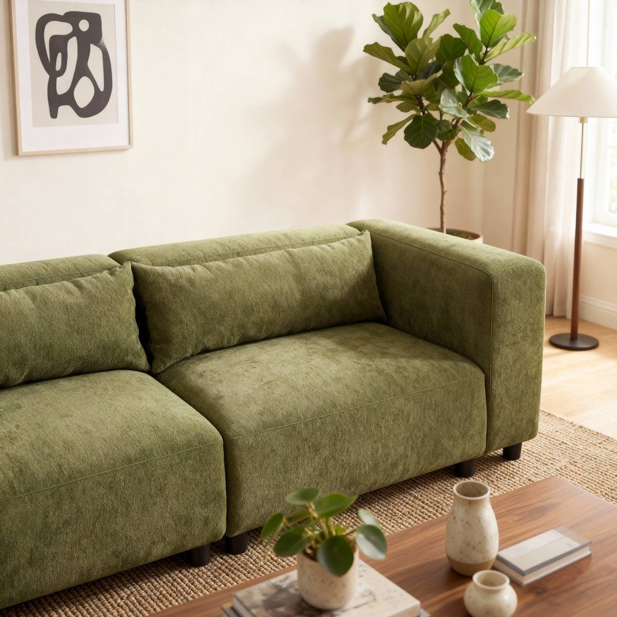 Canapé en tissu vert Solyne