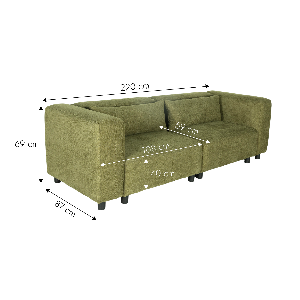 Canapé en tissu vert Solyne