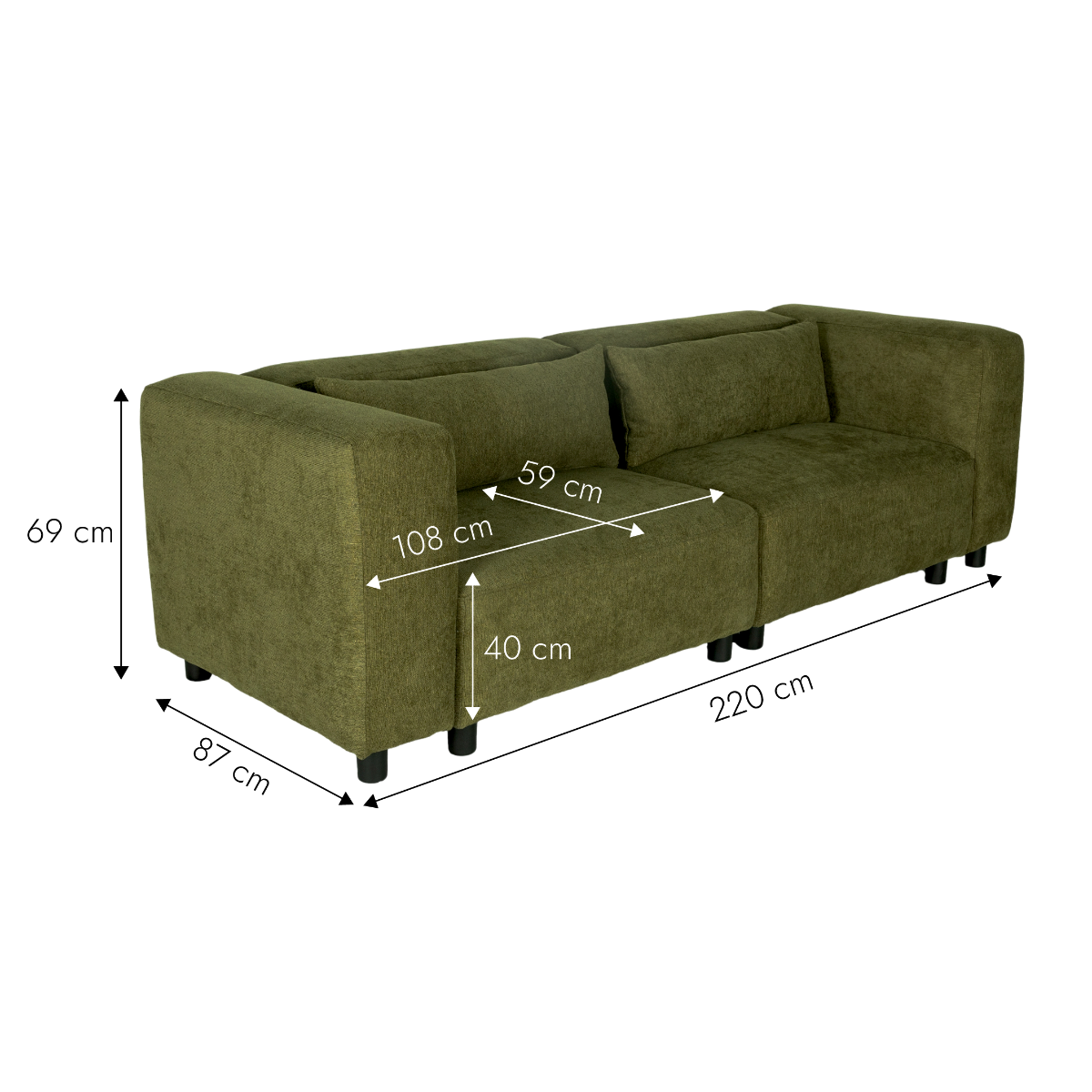 Canapé en tissu vert Solyne