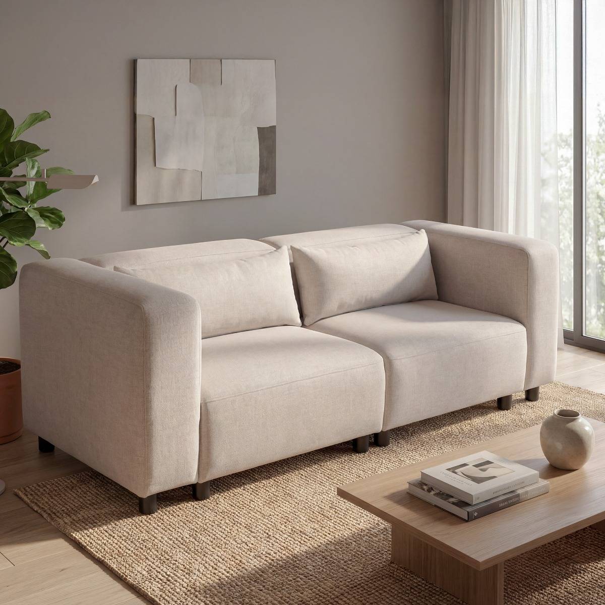 Canapé en tissu écru Solyne