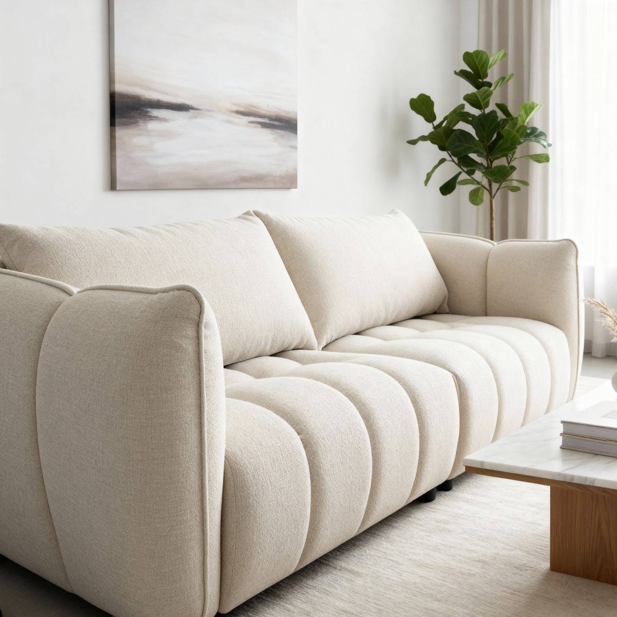 Canapé en tissu beige Kaori