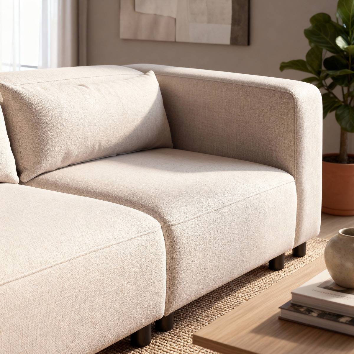 Canapé en tissu écru Solyne