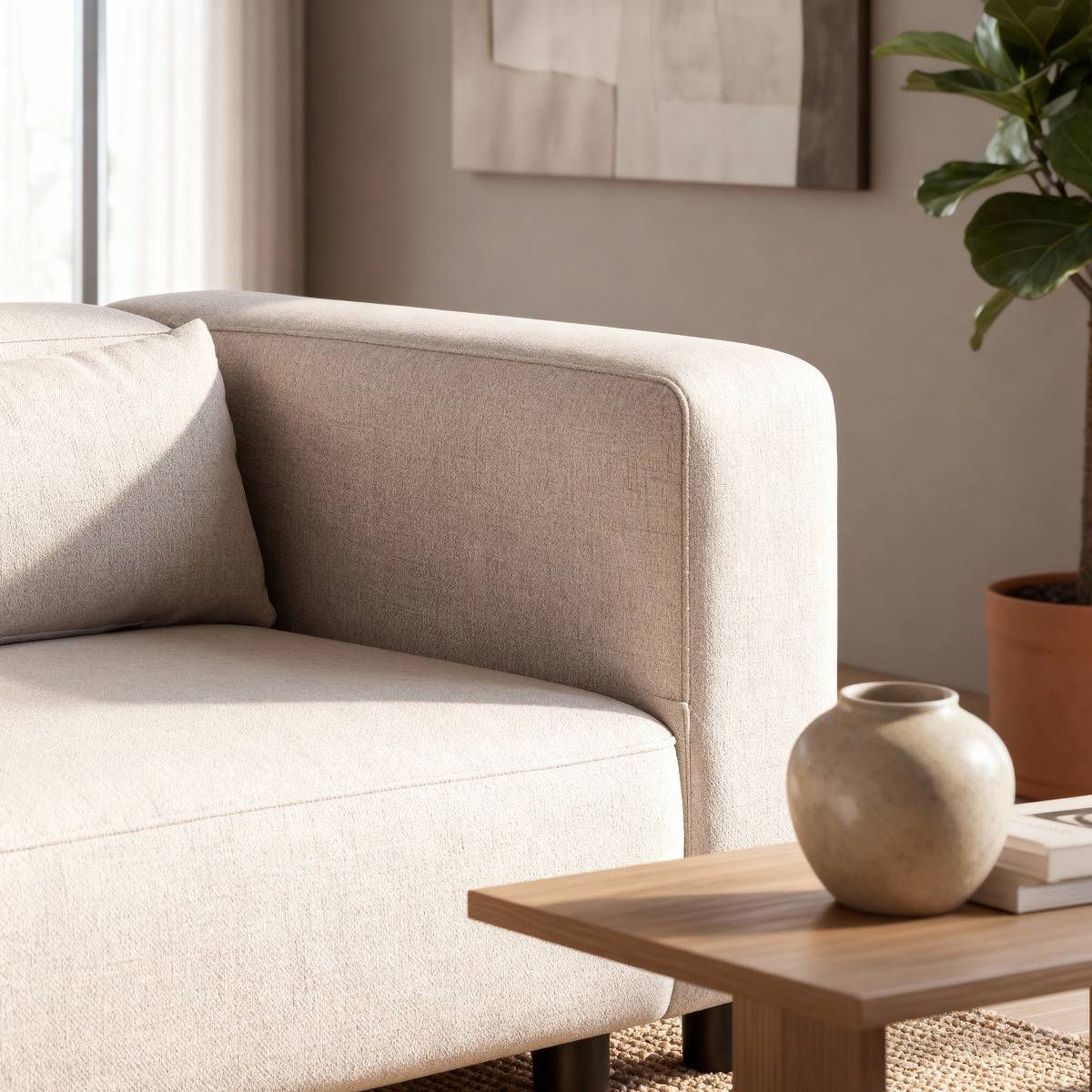 Canapé en tissu écru Solyne