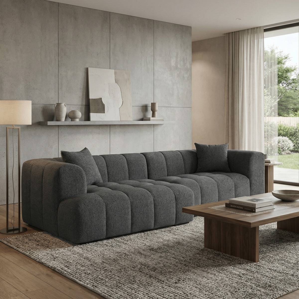 Canapé d'angle gauche en tissu anthracite Davis