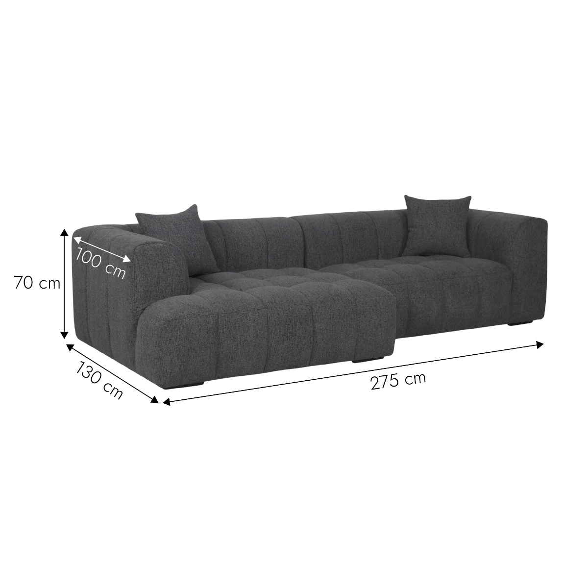 Canapé d'angle gauche en tissu anthracite Davis