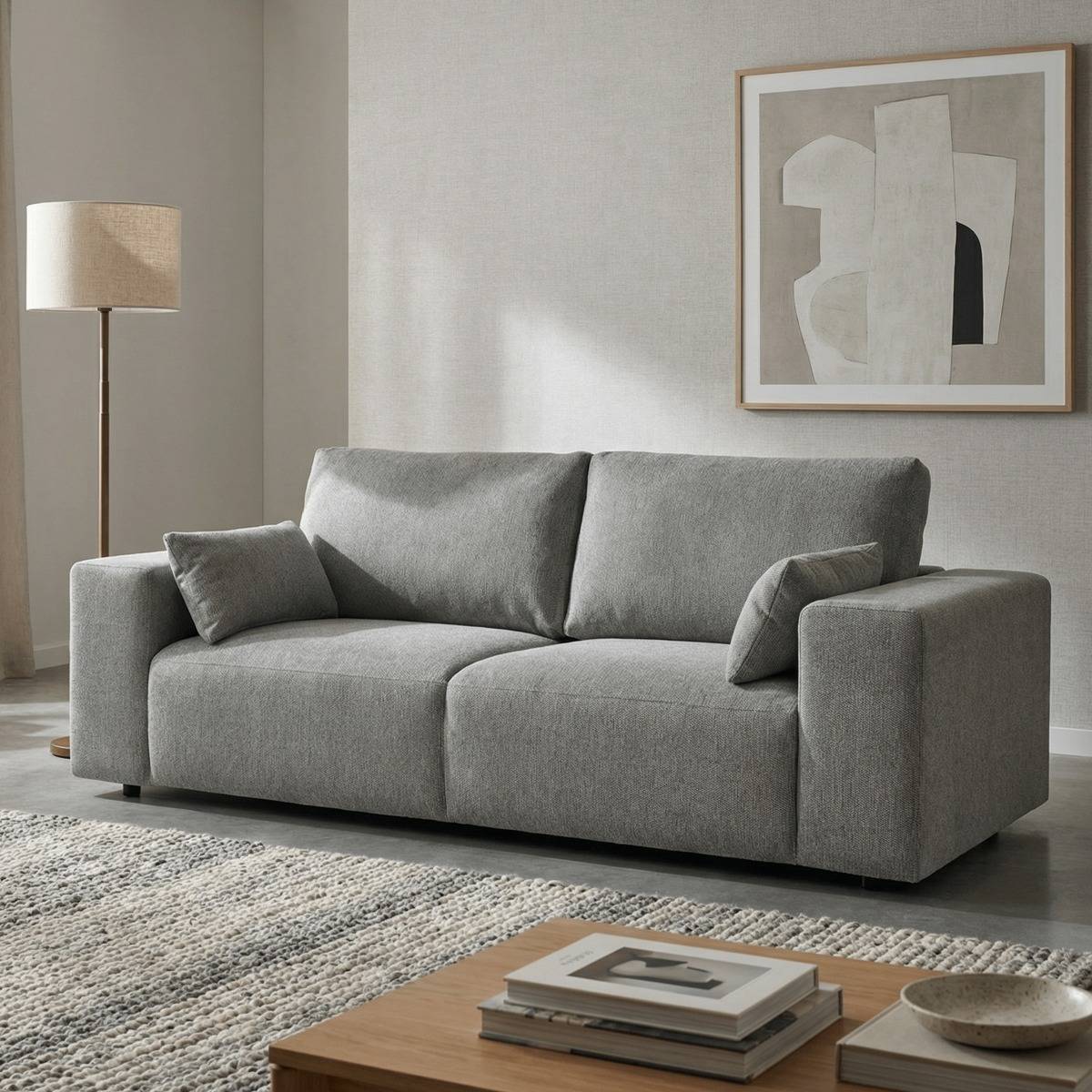 Canapé en tissu gris clair Eydan