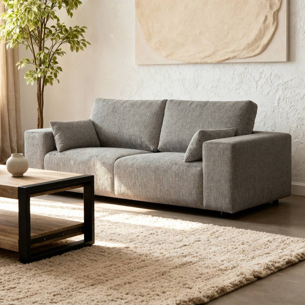 Canapé en tissu gris clair Eydan