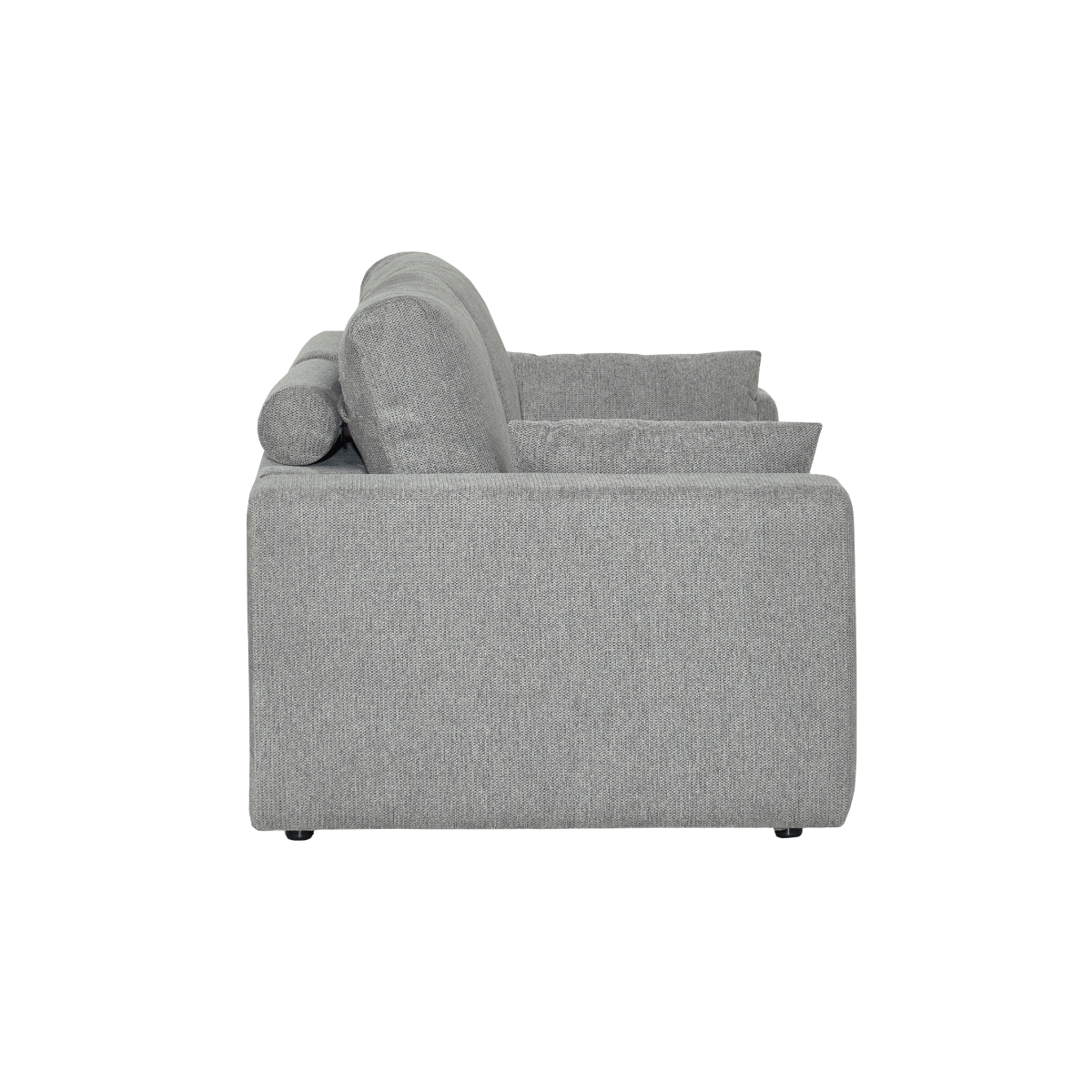 Canapé en tissu gris clair et pieds en bois Eydan