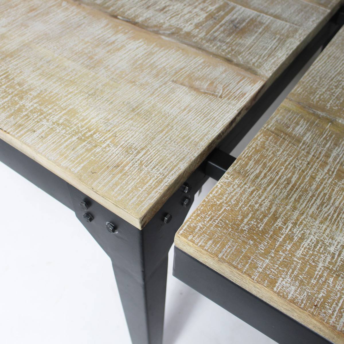 Table à manger avec allonges en bois de manguier et métal Locker