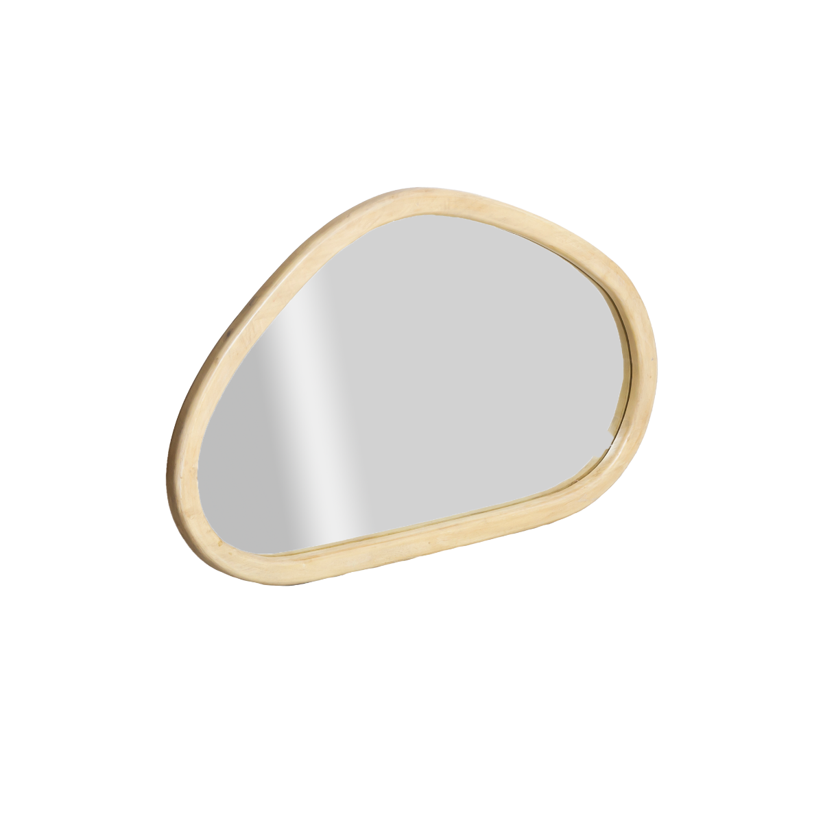 Miroir abstrait en bois de manguier clair Marley