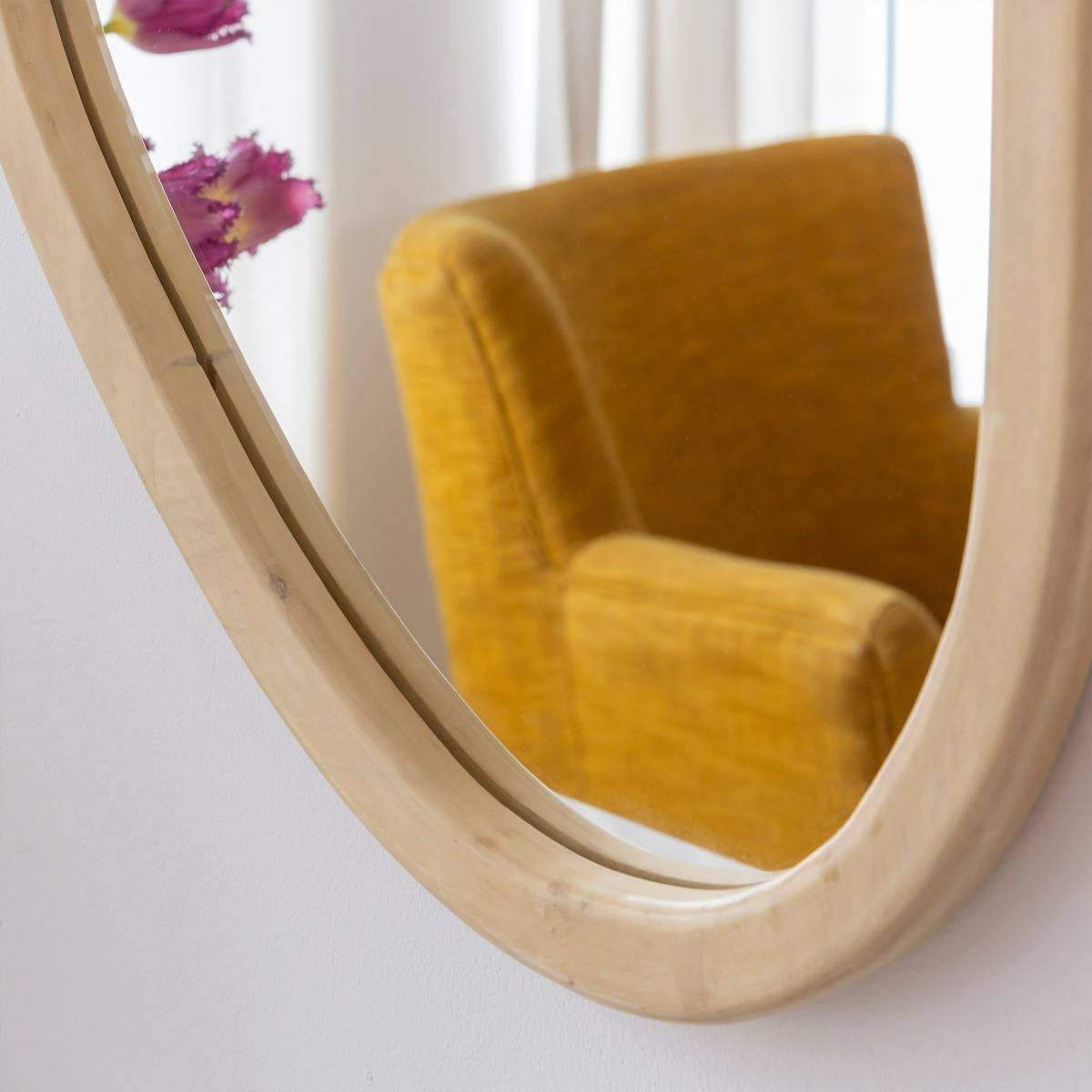 Miroir abstrait en bois de manguier clair Marley