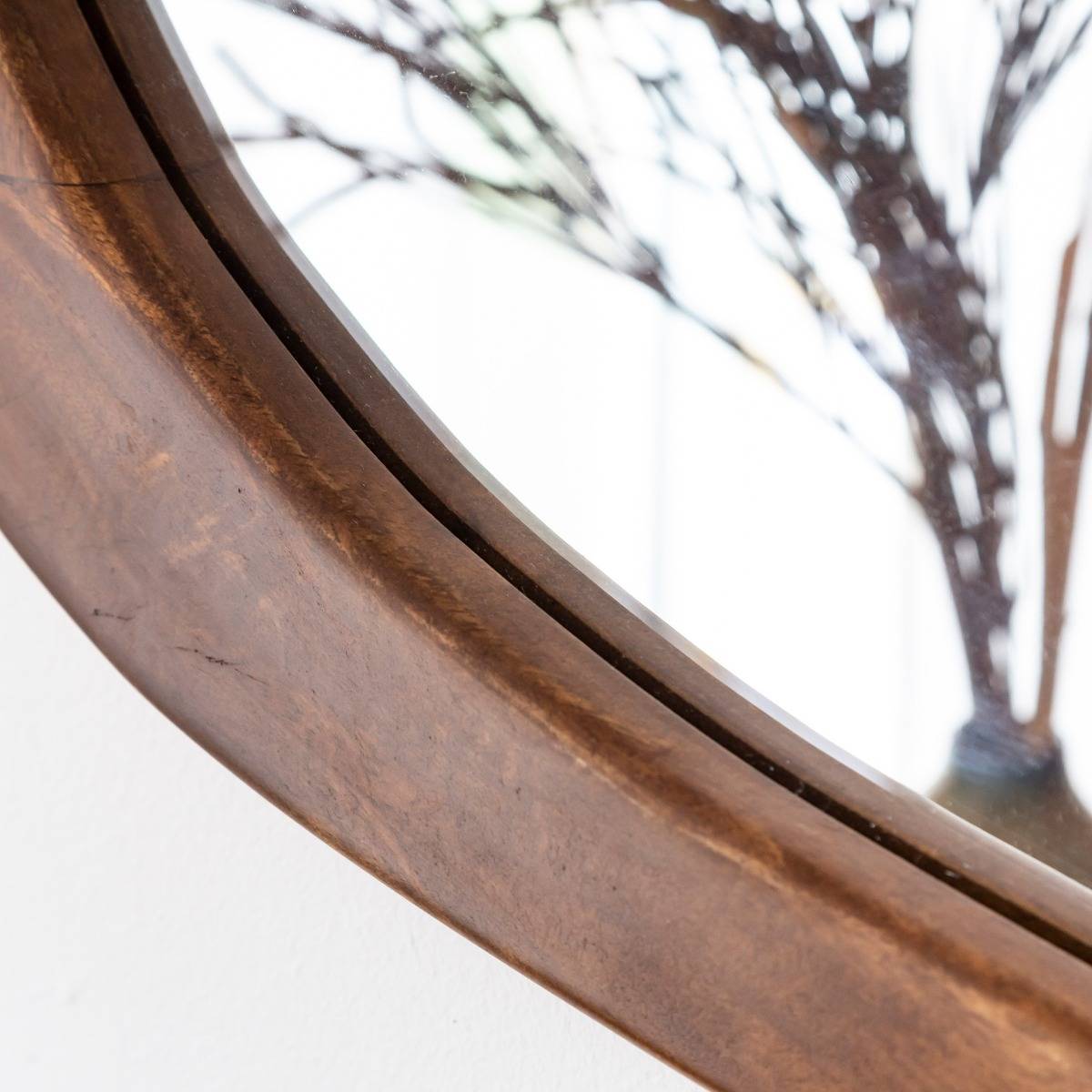 Miroir abstrait en bois foncé Marley