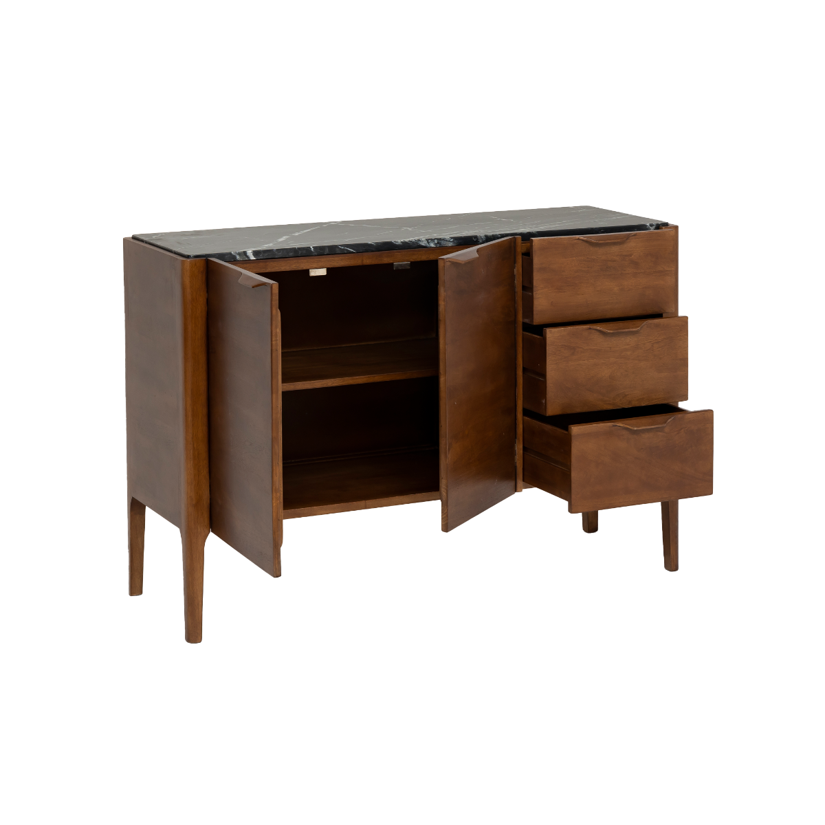 Buffet en bois de manguier et marbre noir Roch