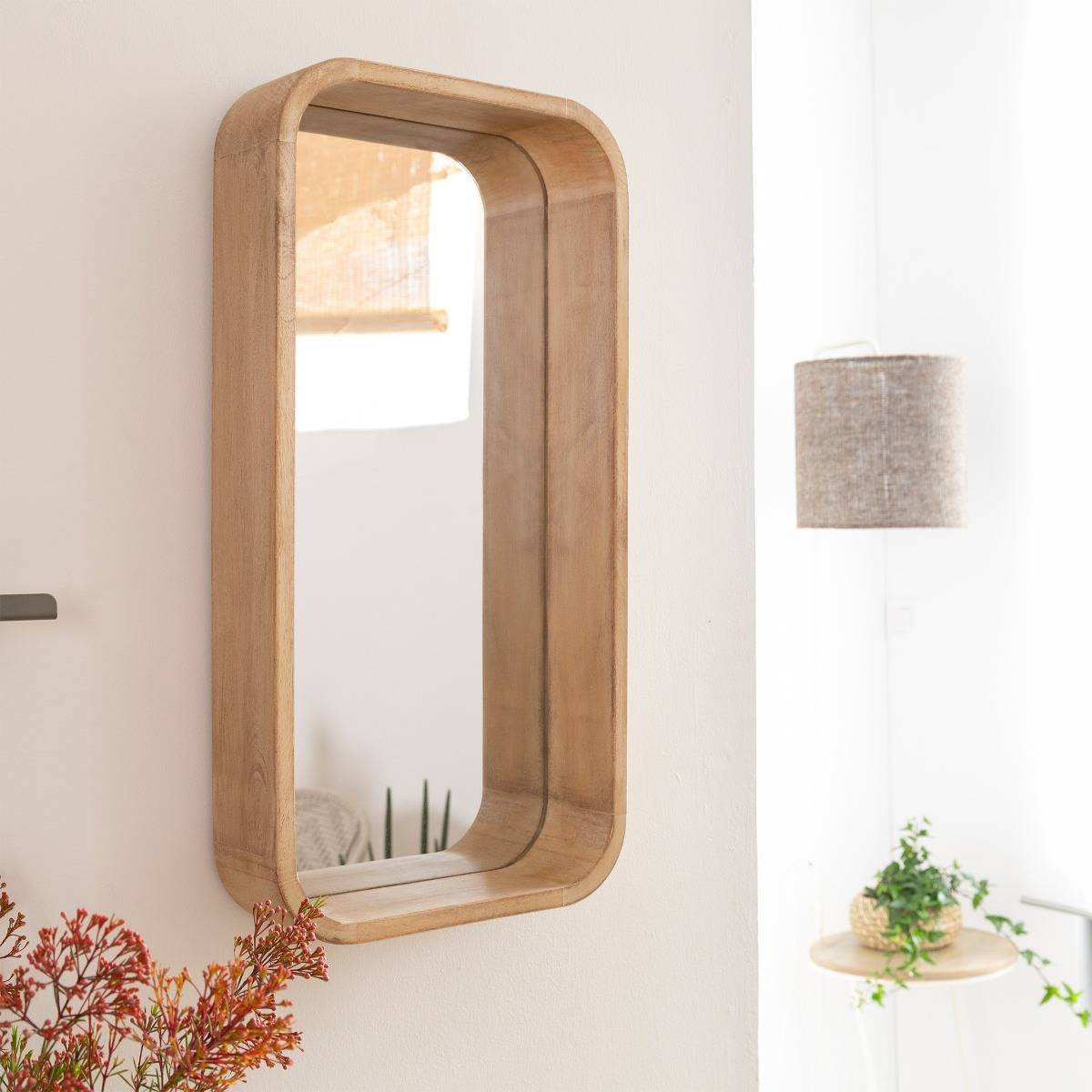 Miroir rectangulaire en bois de manguier Domi