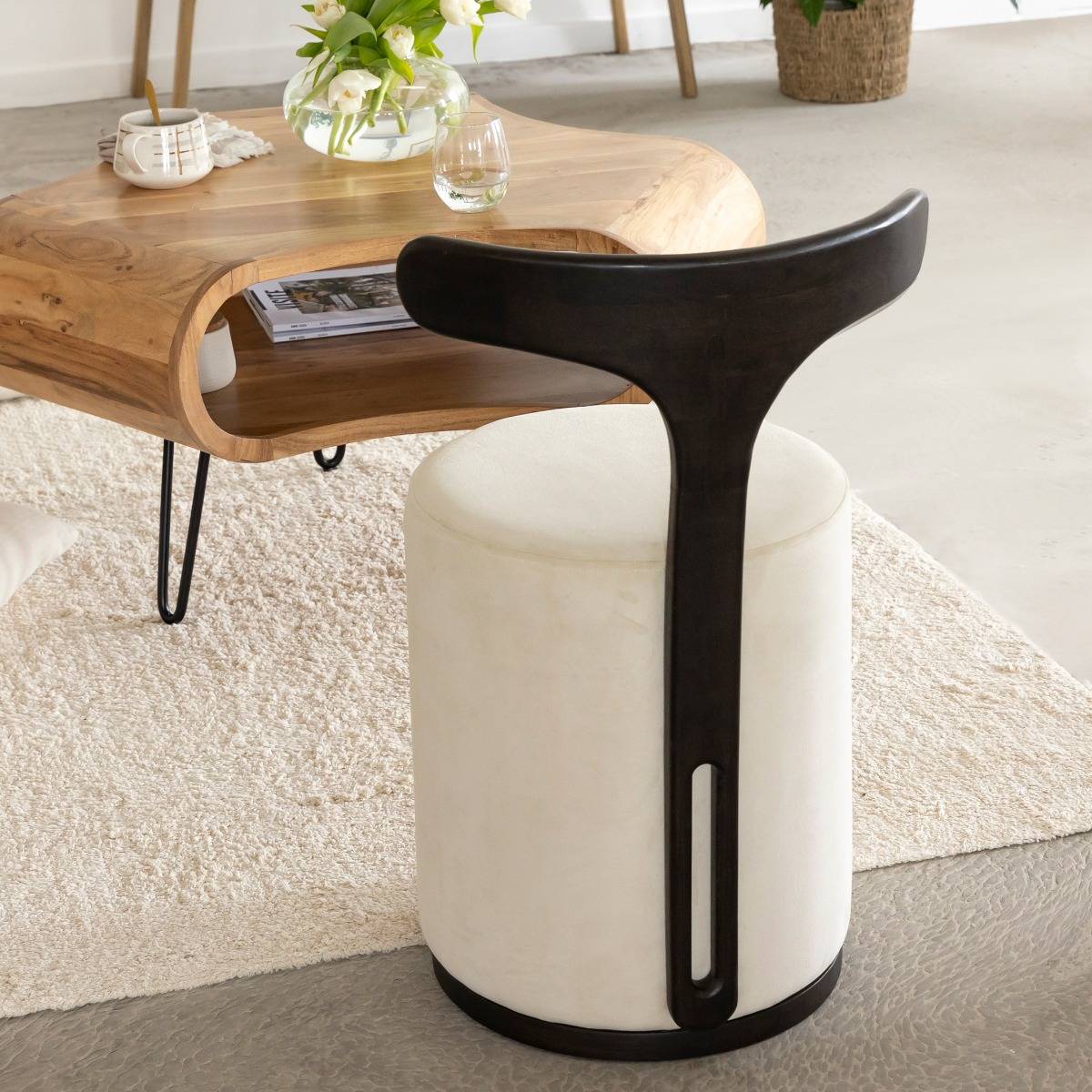 Petit Fauteuil blanc en manguier Adonis