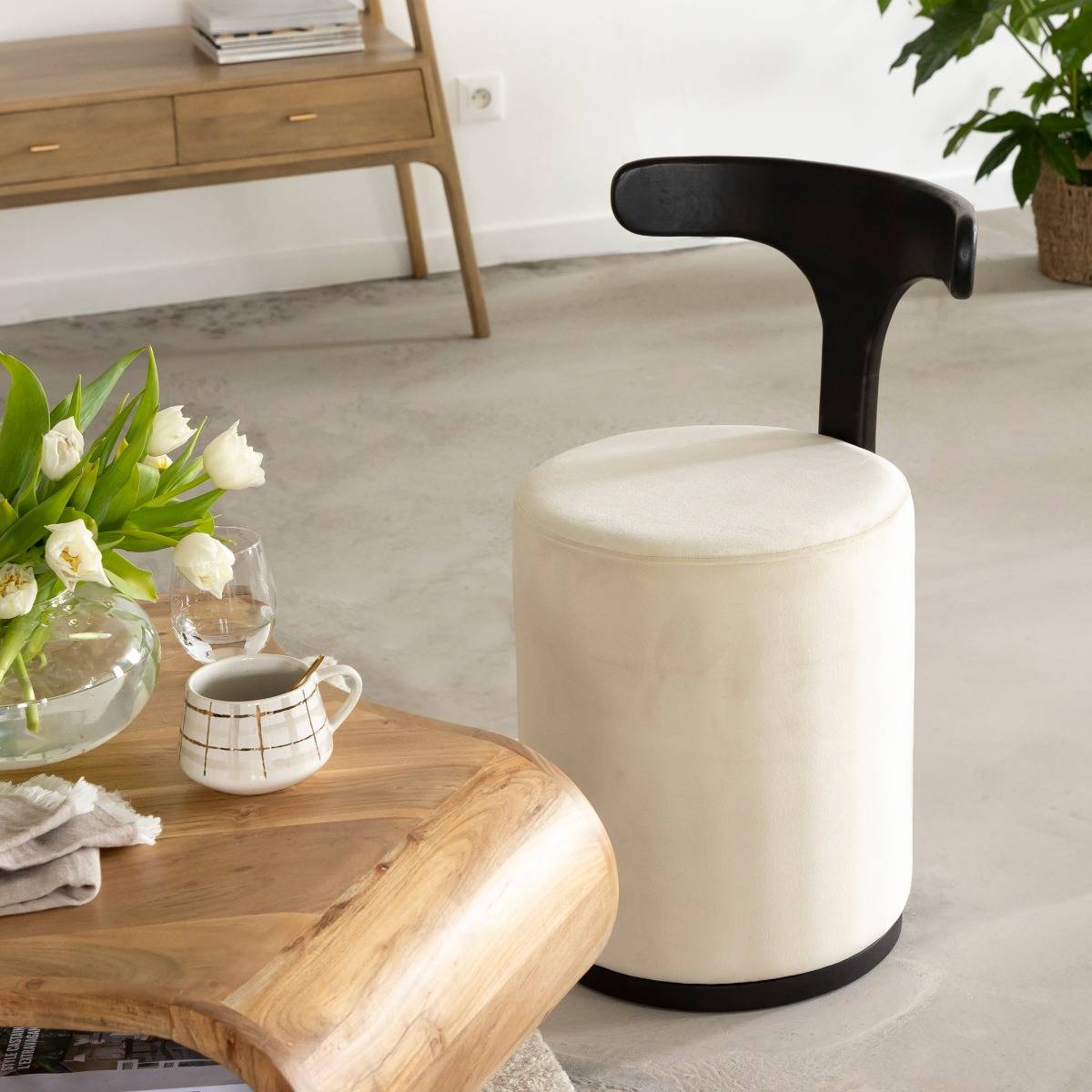 Petit Fauteuil blanc en manguier Adonis