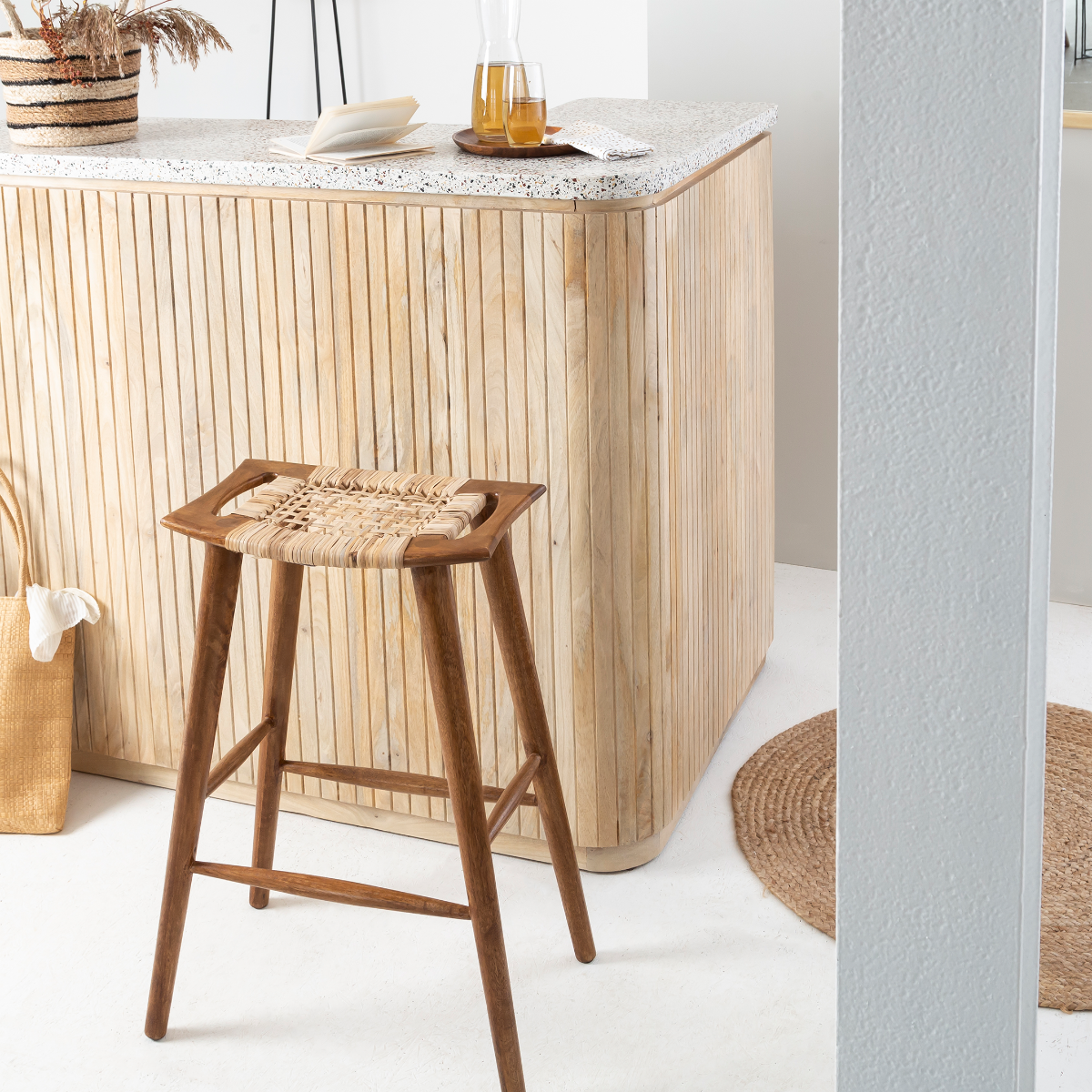 Tabouret de bar en manguier Suzanna