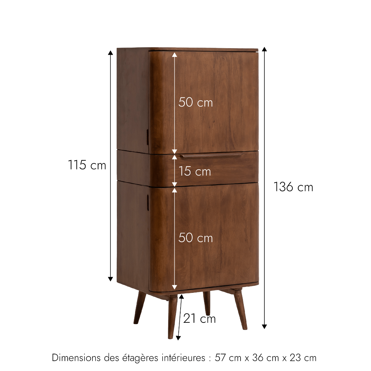 Armoire en bois de manguier foncé Aléna
