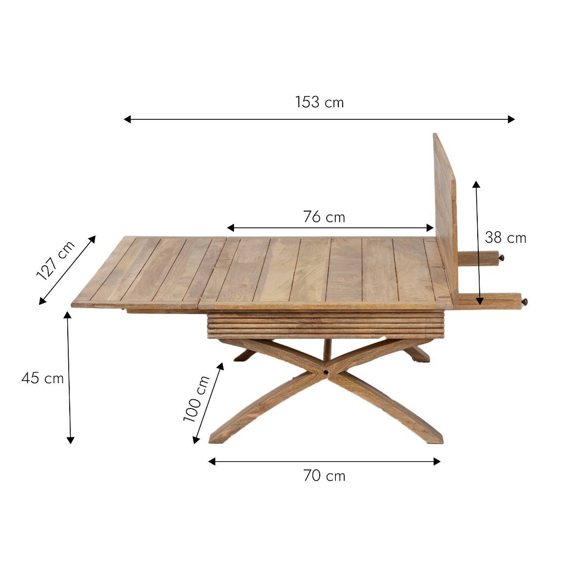 Table basse en bois de manguier à allonges Luce