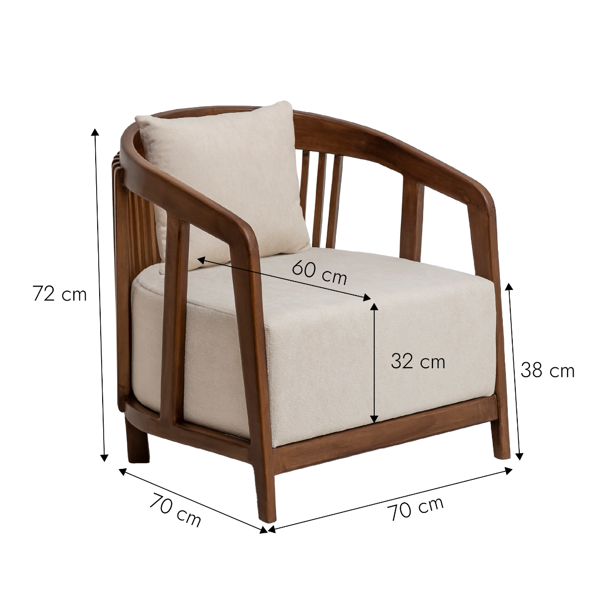 Fauteuil en manguier et en velours Térence 