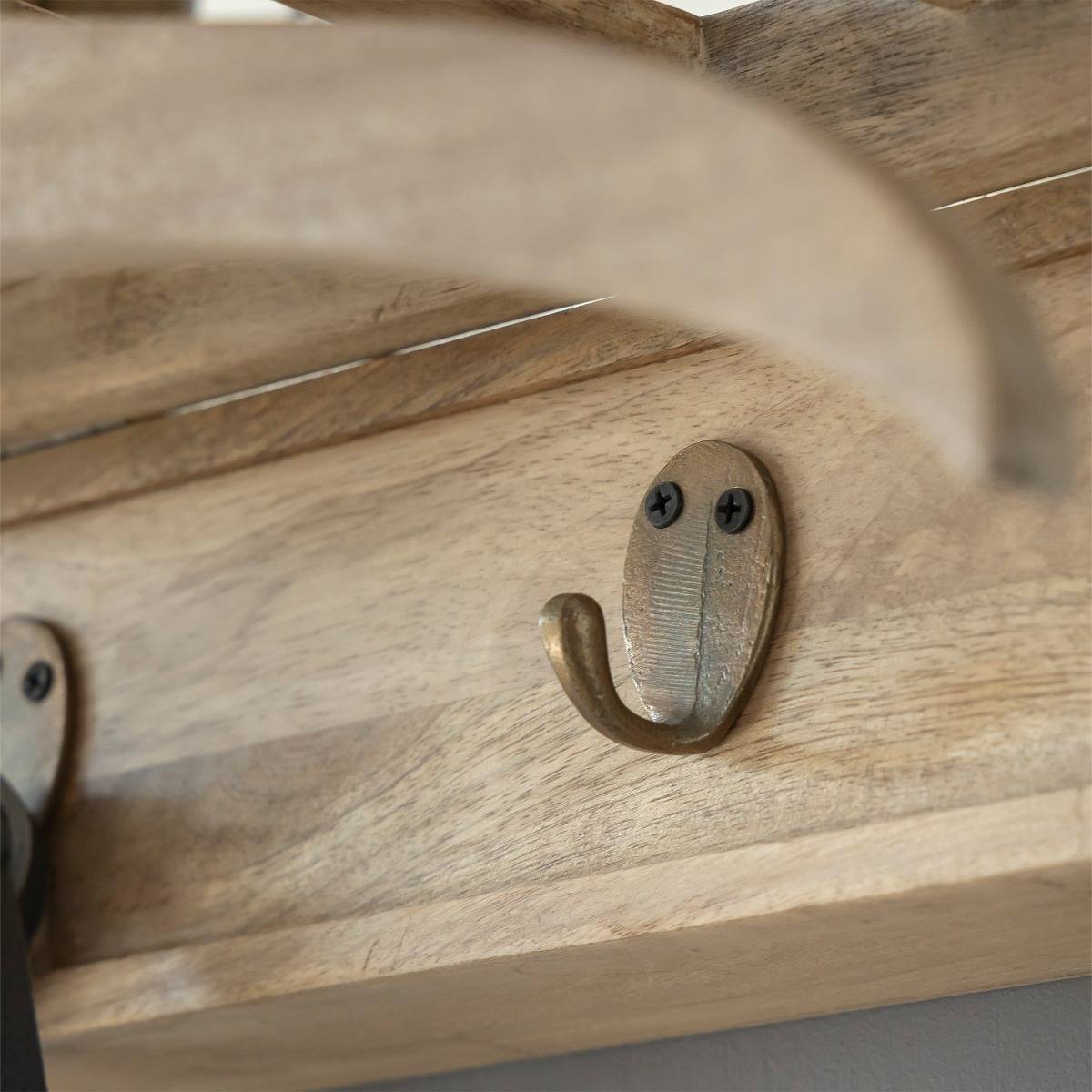 Porte-manteau en bois de manguier avec miroir Marley