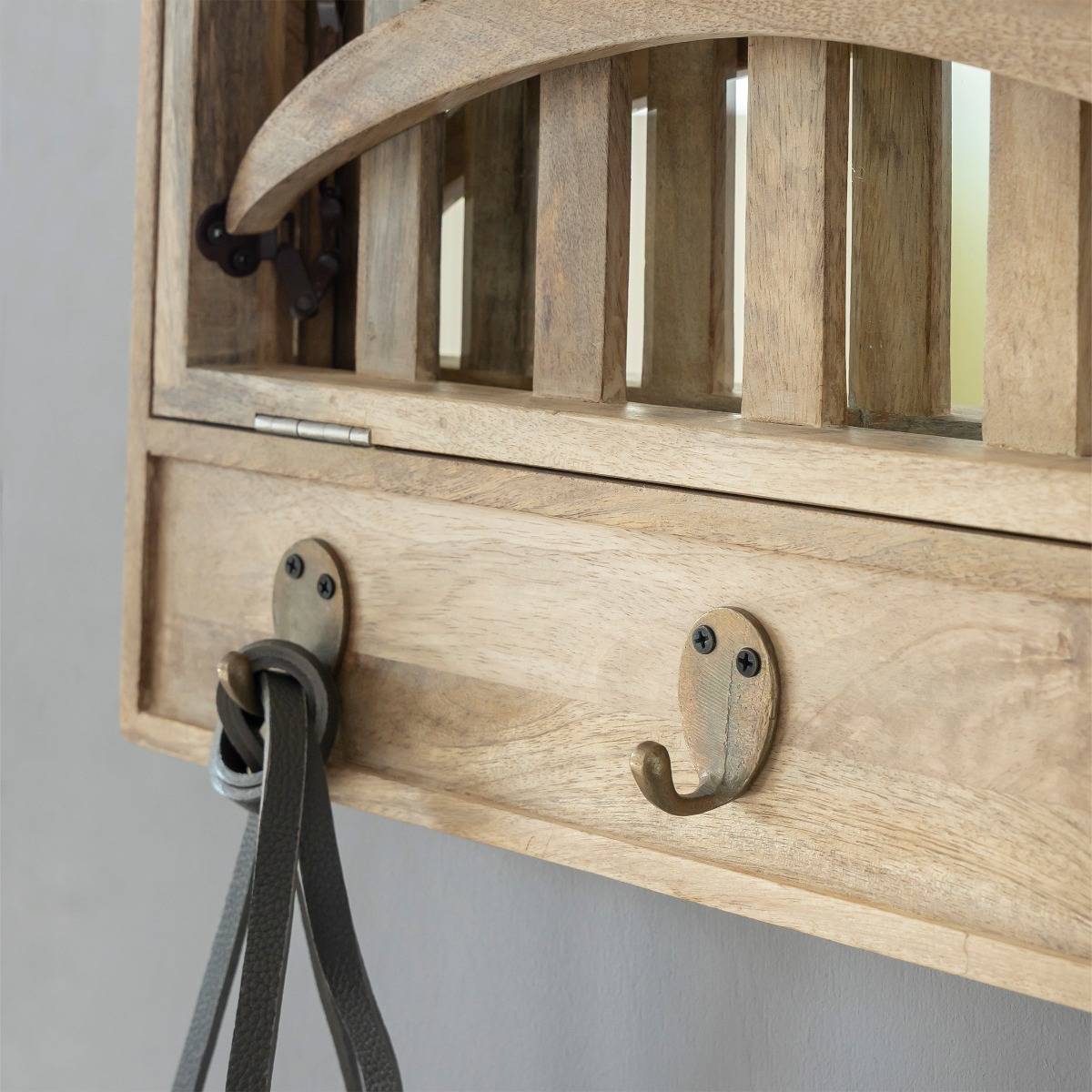 Porte-manteau en bois de manguier avec miroir Marley