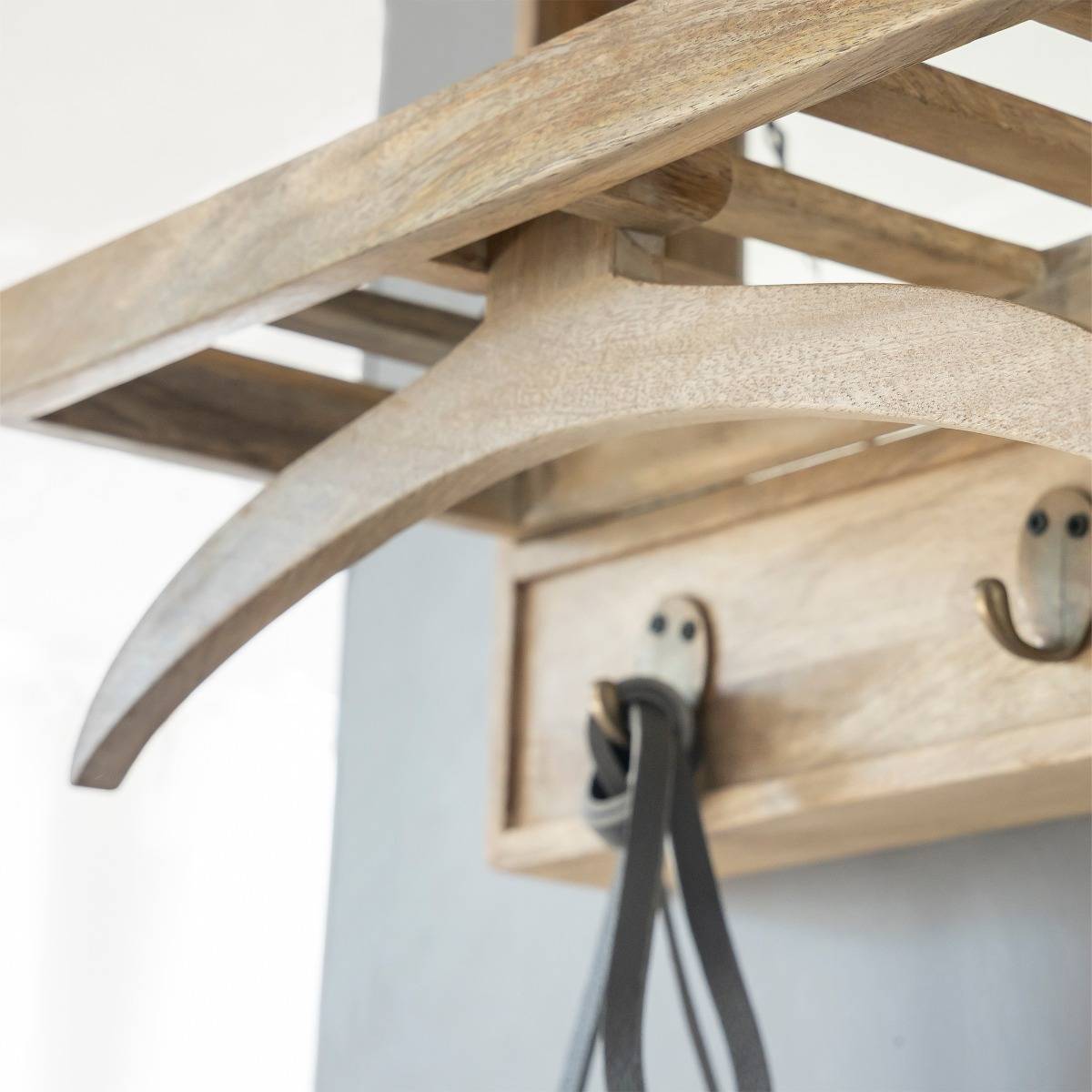 Porte-manteau en bois de manguier avec miroir Marley
