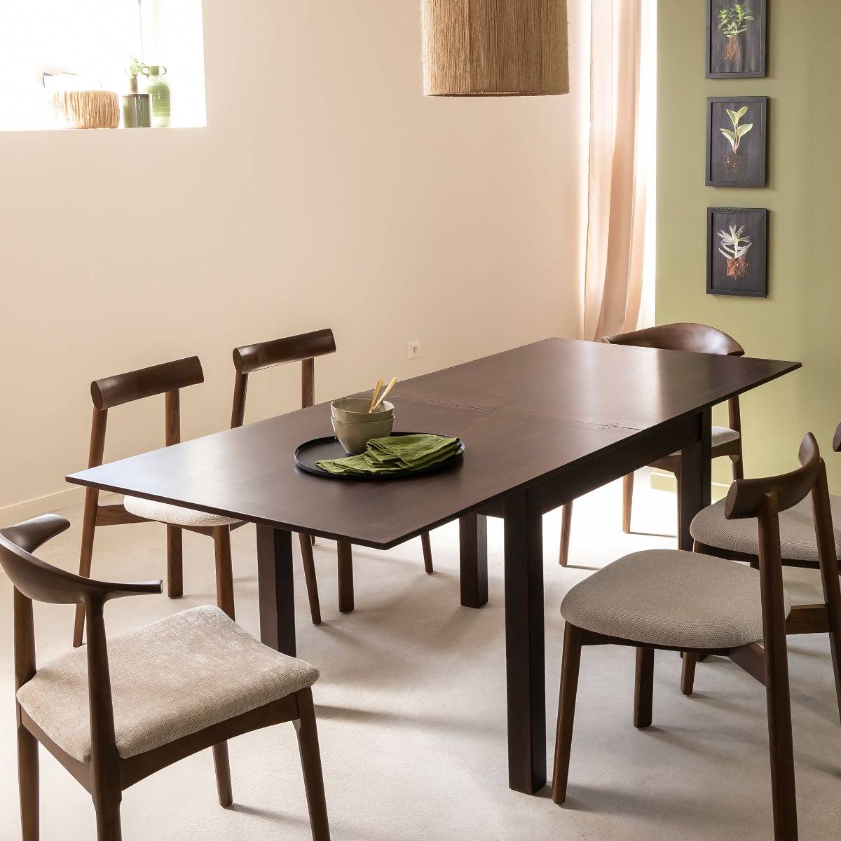 Table à manger avec allonges en bois de manguier Syanna