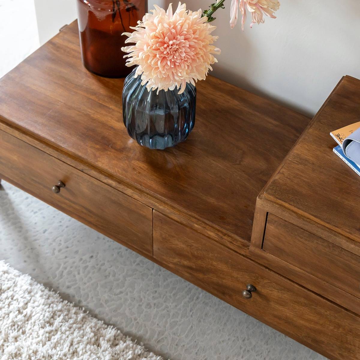 Meuble TV 3 tiroirs en bois de manguier Remick