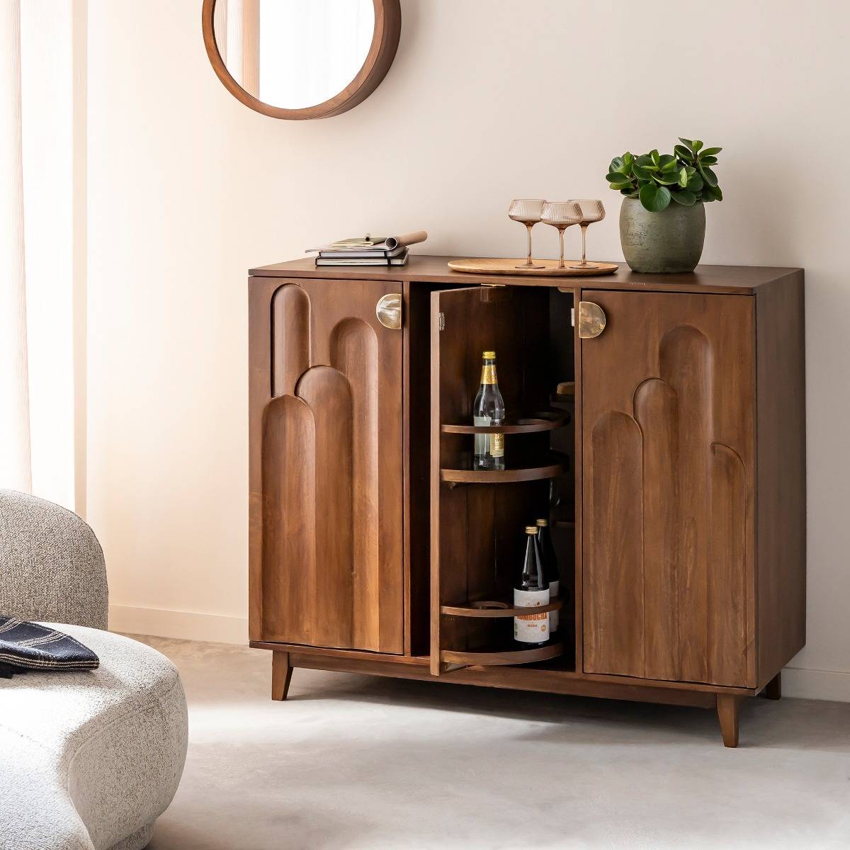 Meuble bar en bois de manguier Elio
