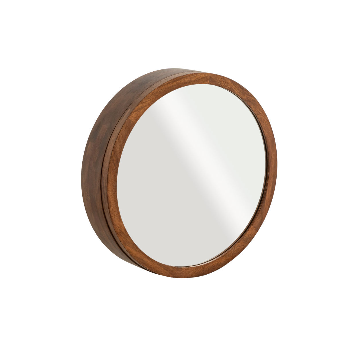 Miroir avec étagères en bois de manguier foncé Remick