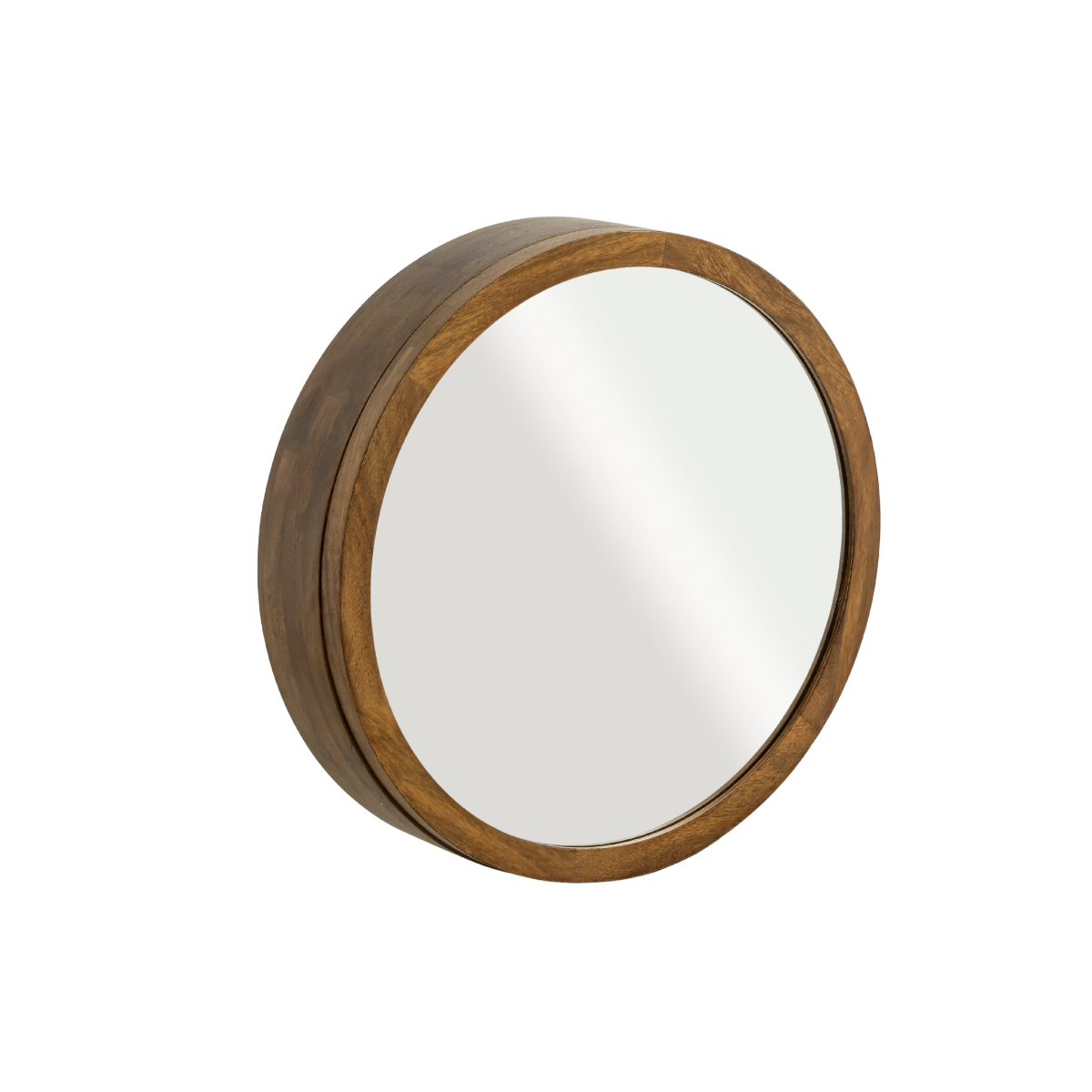 Miroir avec étagères en bois de manguier foncé Remick
