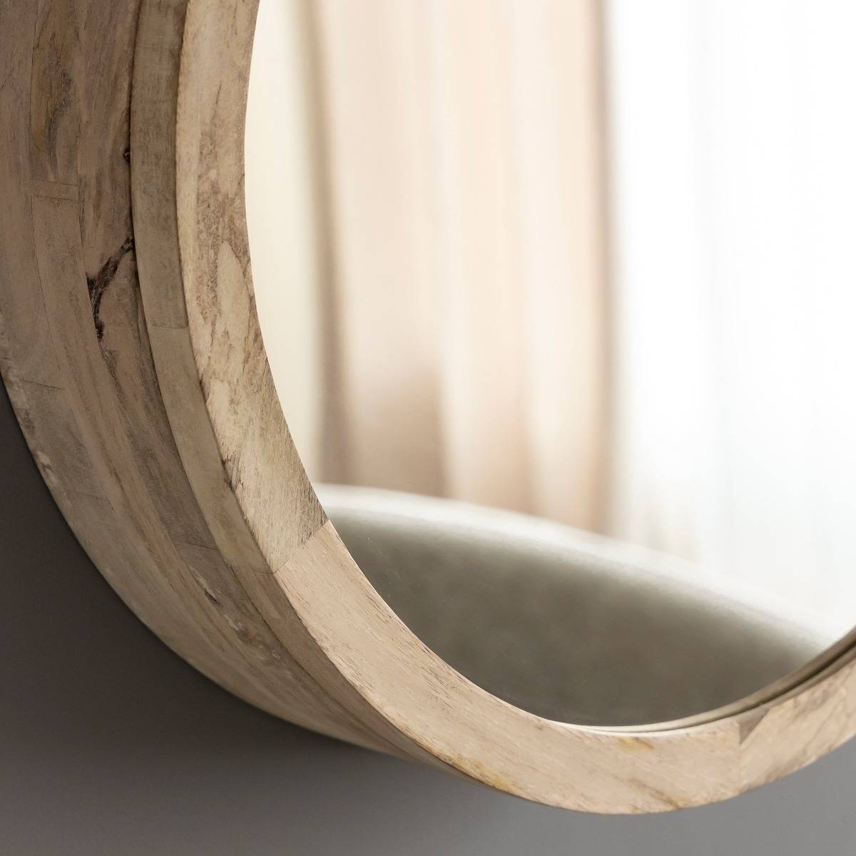 Miroir avec étagères en bois de manguier clair Juliet