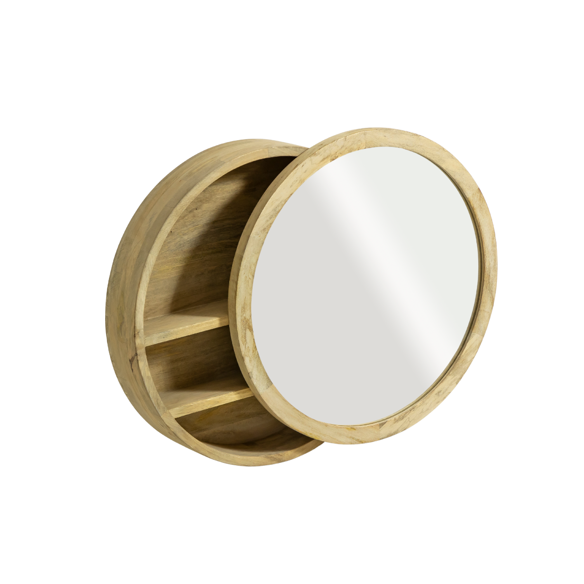 Miroir avec étagères en bois de manguier clair Juliet