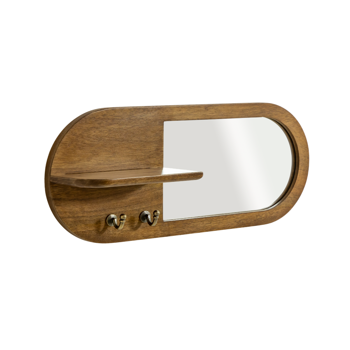 Miroir ovale en bois de manguier foncé Remick