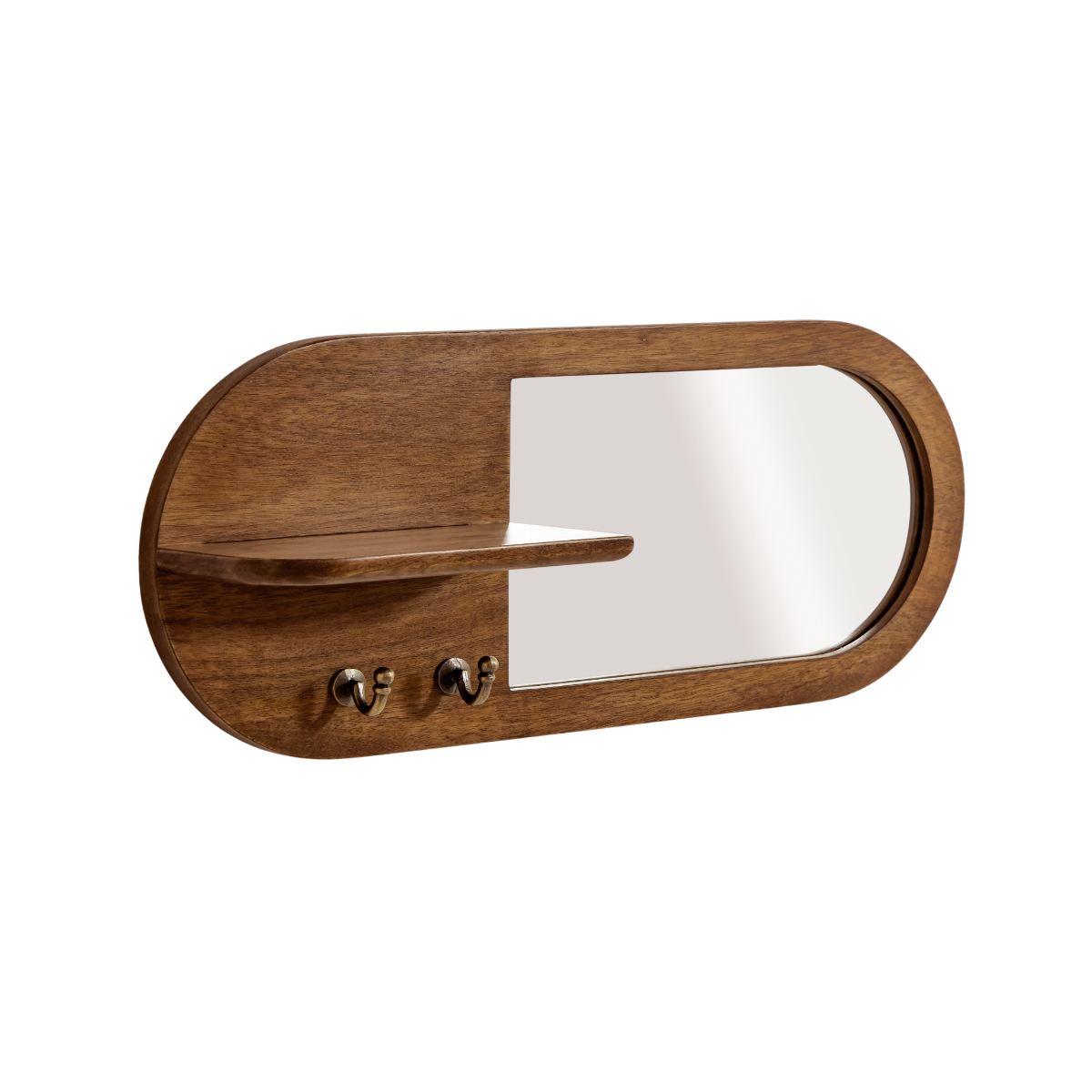 Miroir ovale en bois de manguier foncé Remick