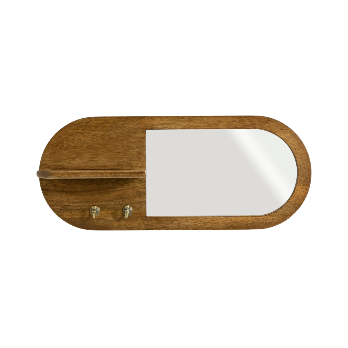 Miroir ovale en bois de manguier foncé Remick