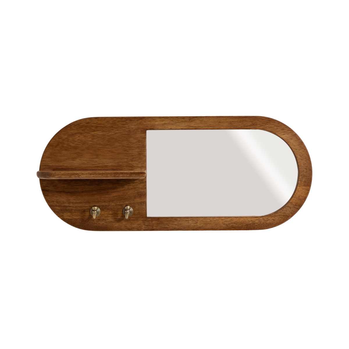 Miroir ovale en bois de manguier foncé Remick