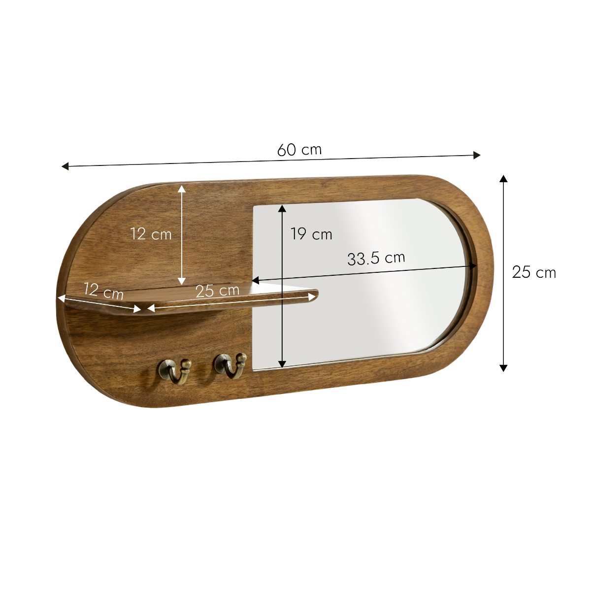 Miroir ovale en bois de manguier foncé Remick