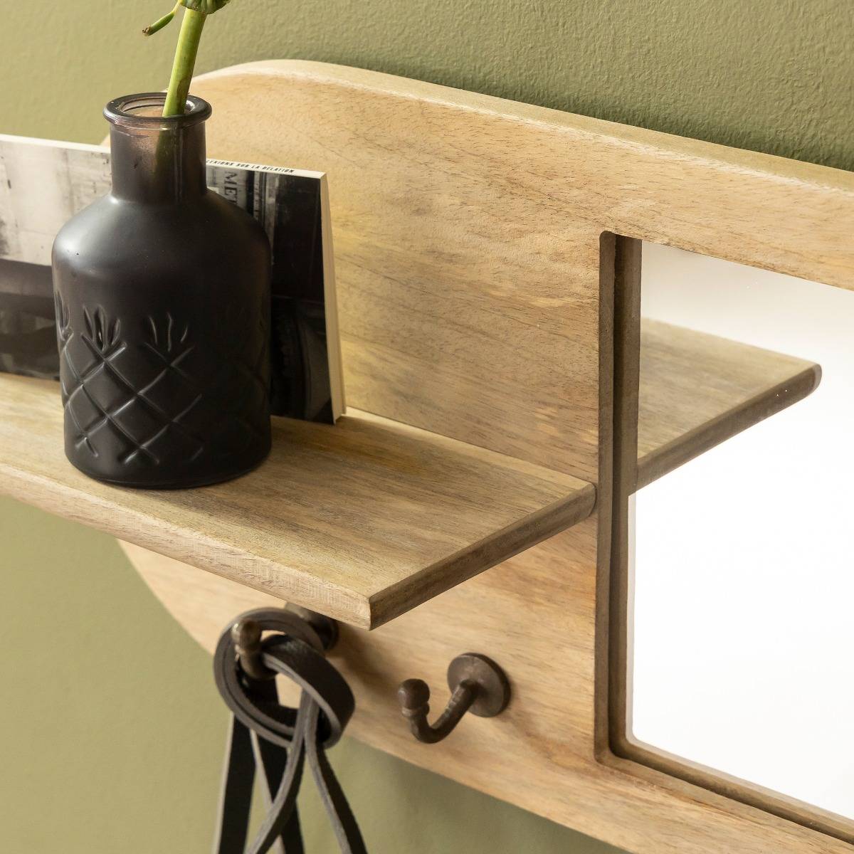 Miroir ovale en bois de manguier clair Juliet