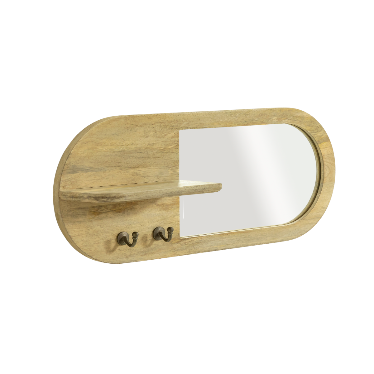 Miroir ovale en bois de manguier clair Juliet