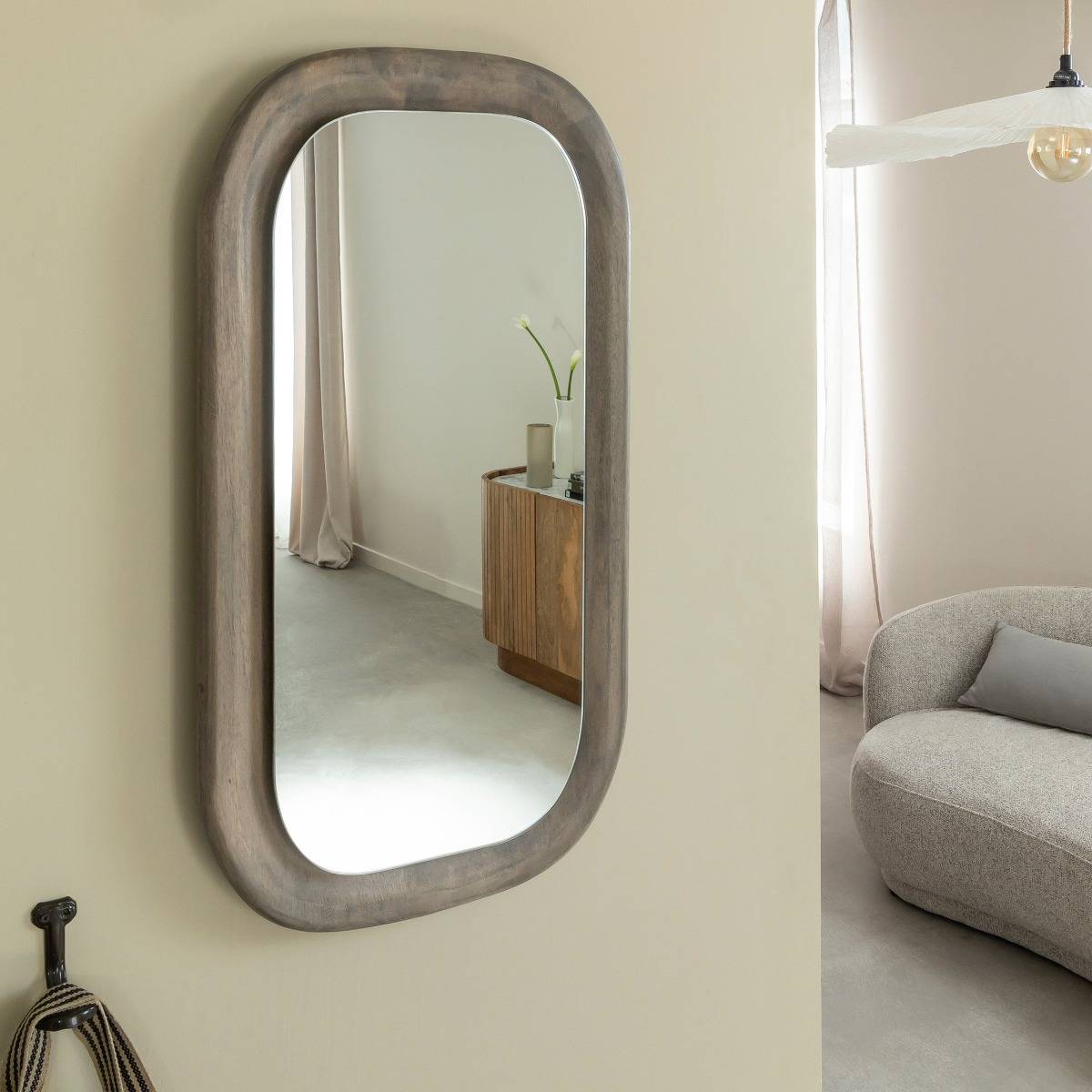 Miroir ovale en bois de manguier Marley