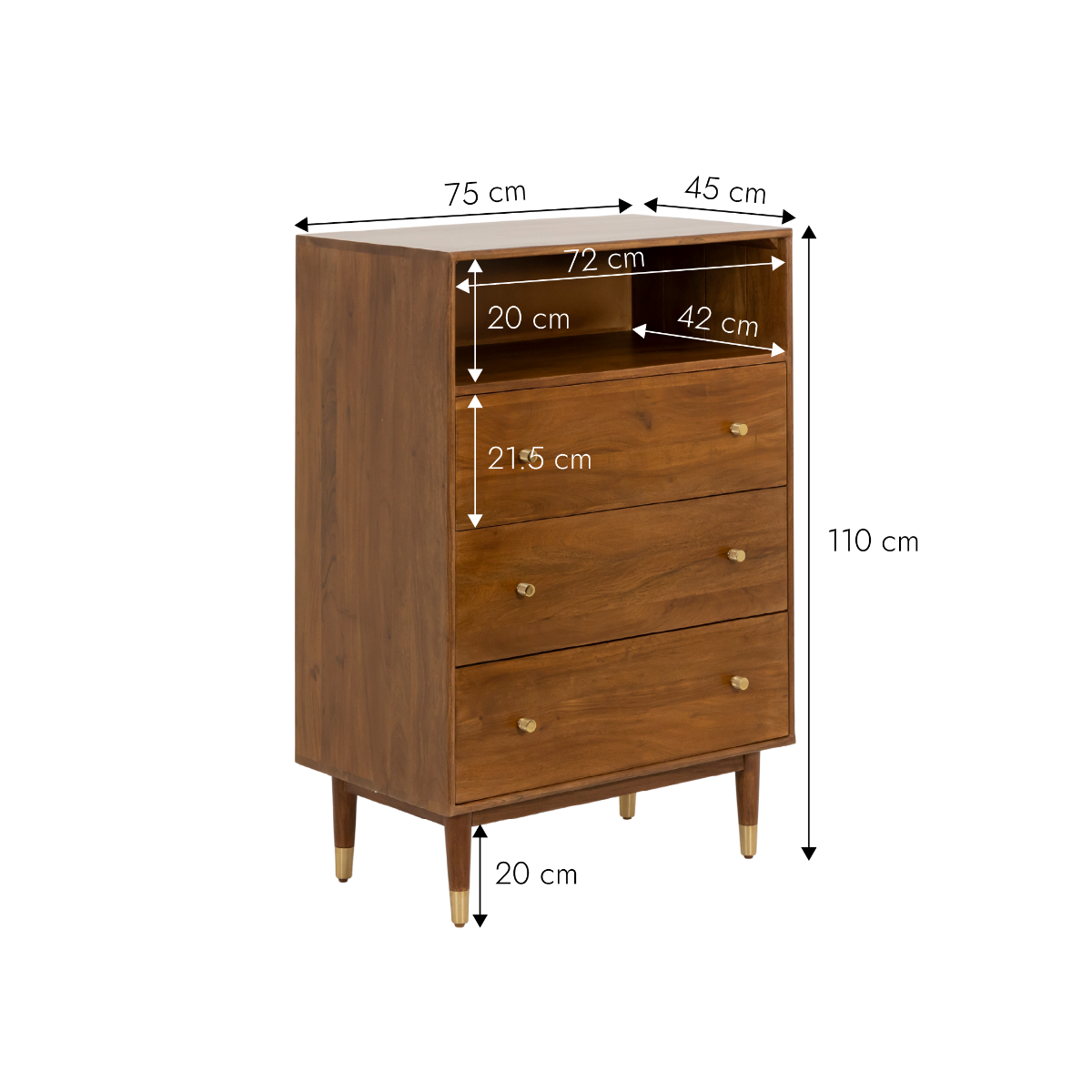 Commode en bois d'acacia Emiel