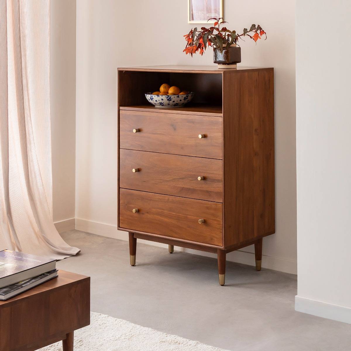 Commode en bois d'acacia Emiel