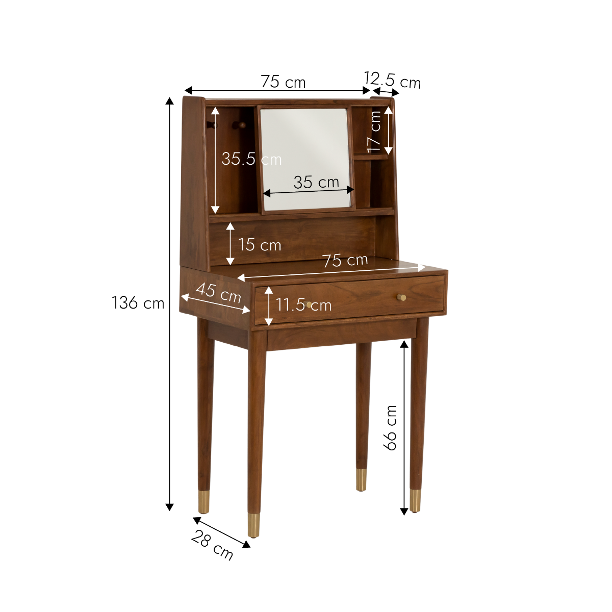 Bureau en bois d'acacia Emiel