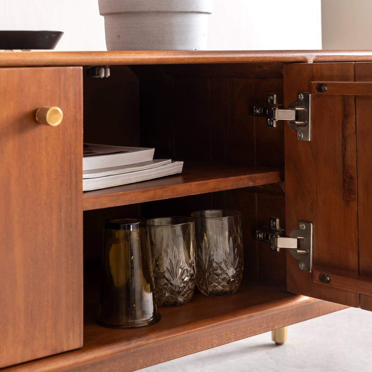 Meuble TV 2 portes en bois d'acacia Emiel