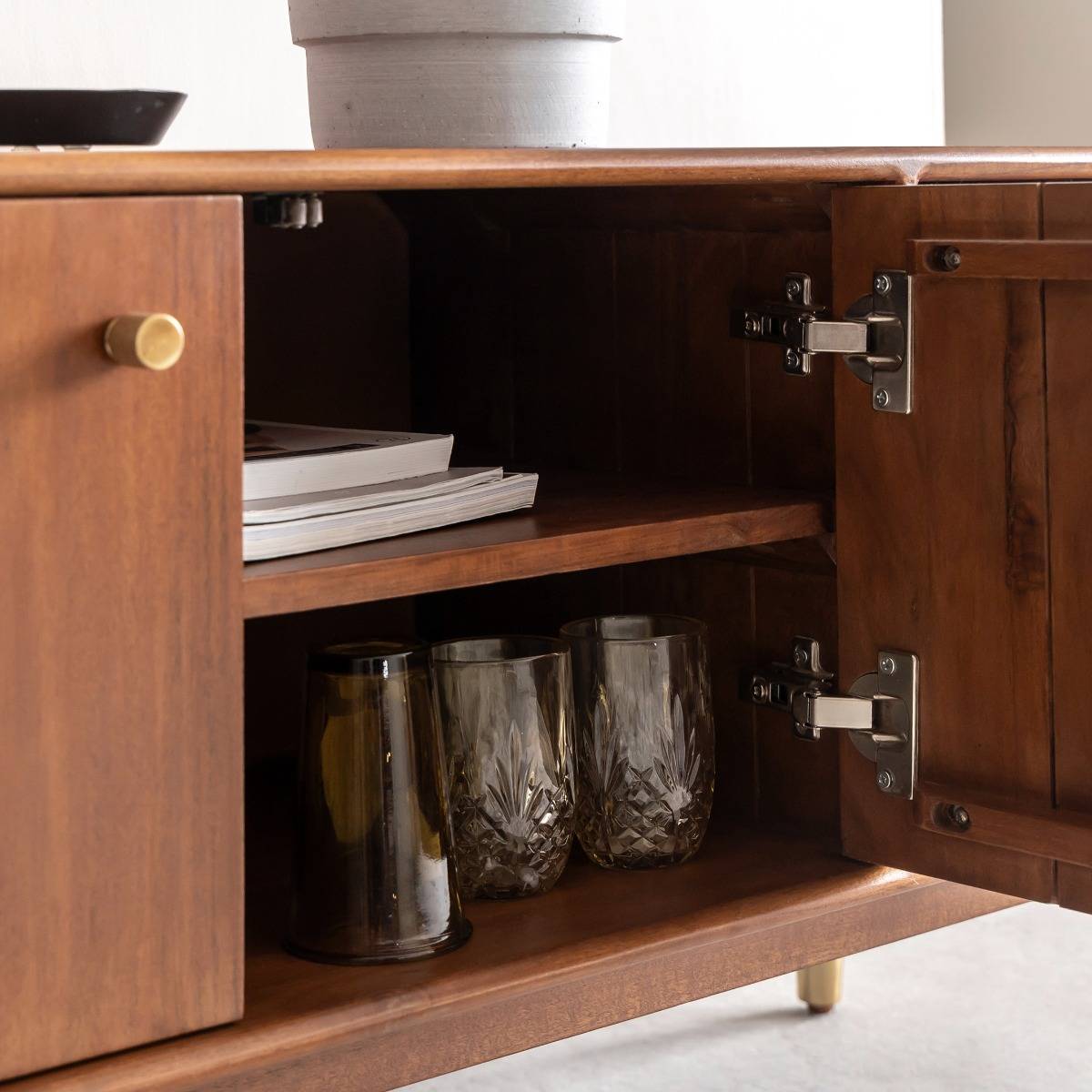 Meuble TV 2 portes en bois d'acacia Emiel