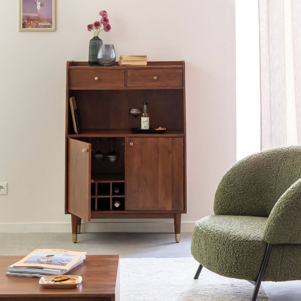 Buffet haut en bois d'acacia Emiel