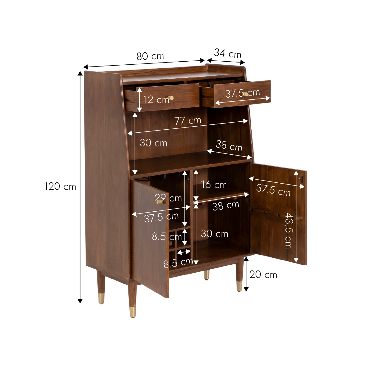 Buffet haut en bois d'acacia Emiel
